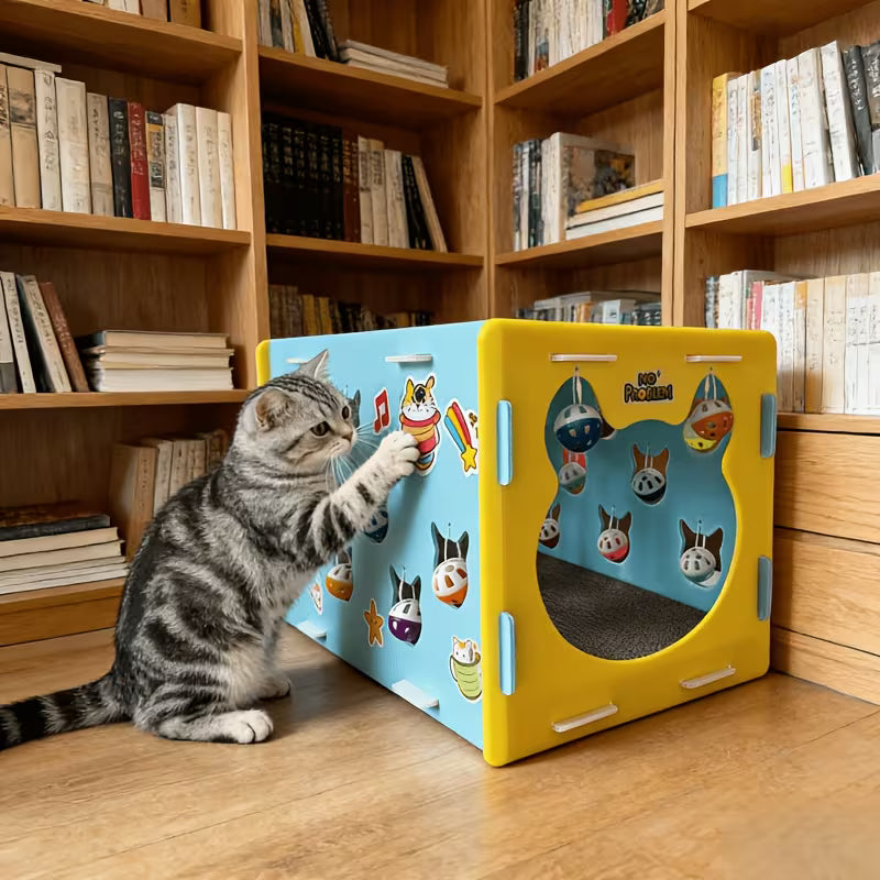 Interactive Cat Play House, Multi-Functional Cat Toy Box