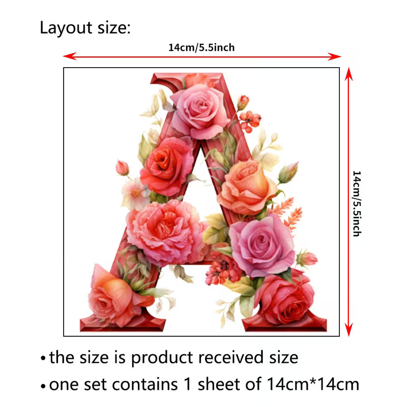 Valentine'S Day Rose Wall Stickers Featuring The 26 Letters of The English Alphabet. Self-Adhesive