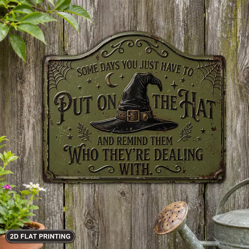 2D Flat - 【2D Flat】 1pc, Witch Hat Sign, Magic Plaque, Halloween Decor, Outdoor Decor