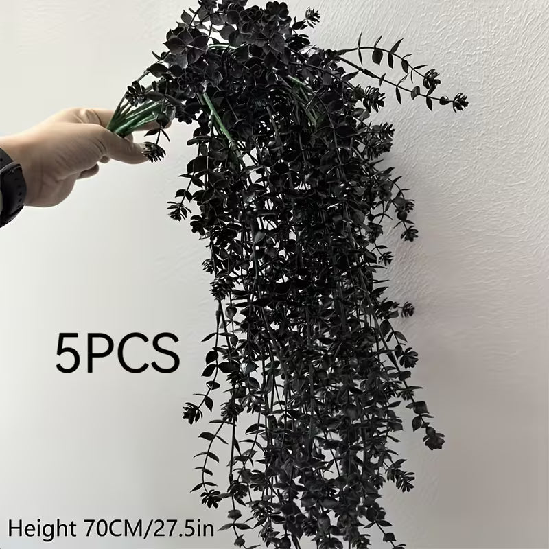 5pcs Black Gothic Style Artificial Hanging Vines - Halloween, Witchcraft Room
