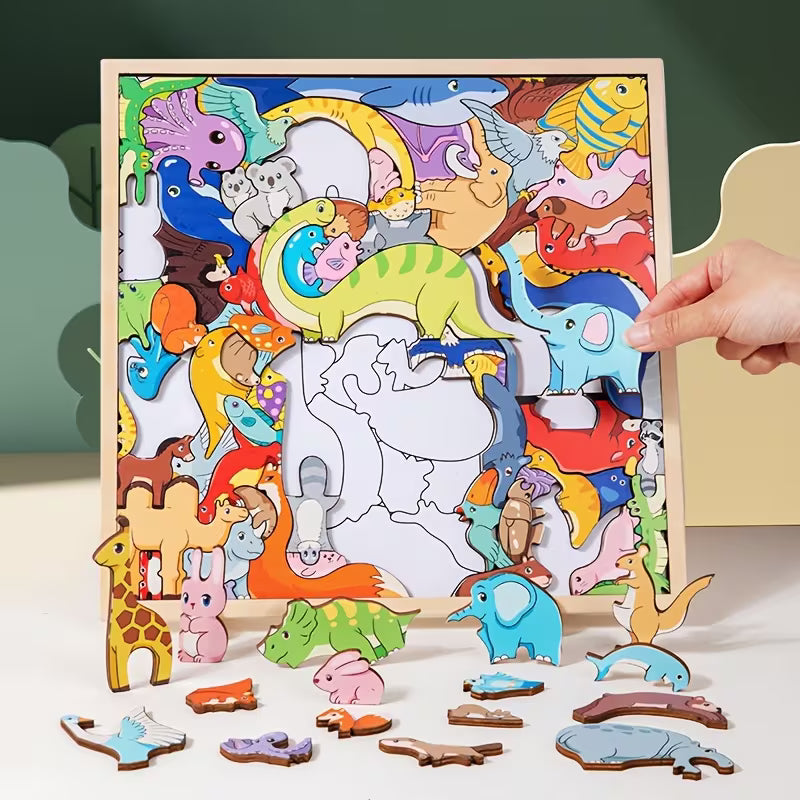 Puzzle New Crazy Animal Dinosaur Jigsaw Wooden 3D Puzzle Brain