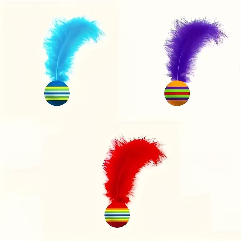 Random Color Chewable Interactive Cat Toy Balls, Curious, Athletic, Fun Set, Random Color