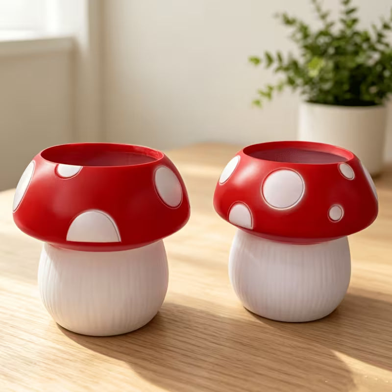 Cute Mushroom Storage Tube, Pen Holder, Makeup Brush Tube, Home Office Supplies, Desktop
