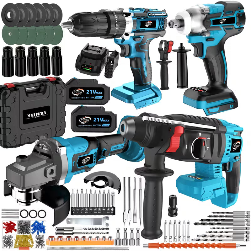 Four in One Power Tool Set, Multifunctional Power Tool, Wireless Design for More Convenience