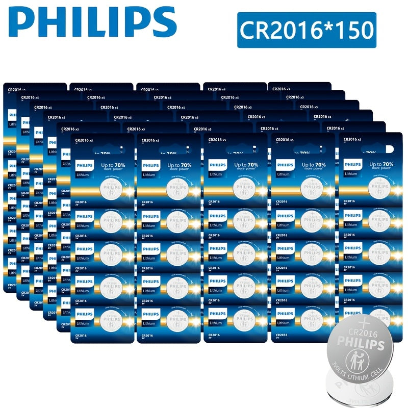 PHILIPS 150/80/20-Pack CR2016 Button Batteries, 3V Lithium Batteries, Durable