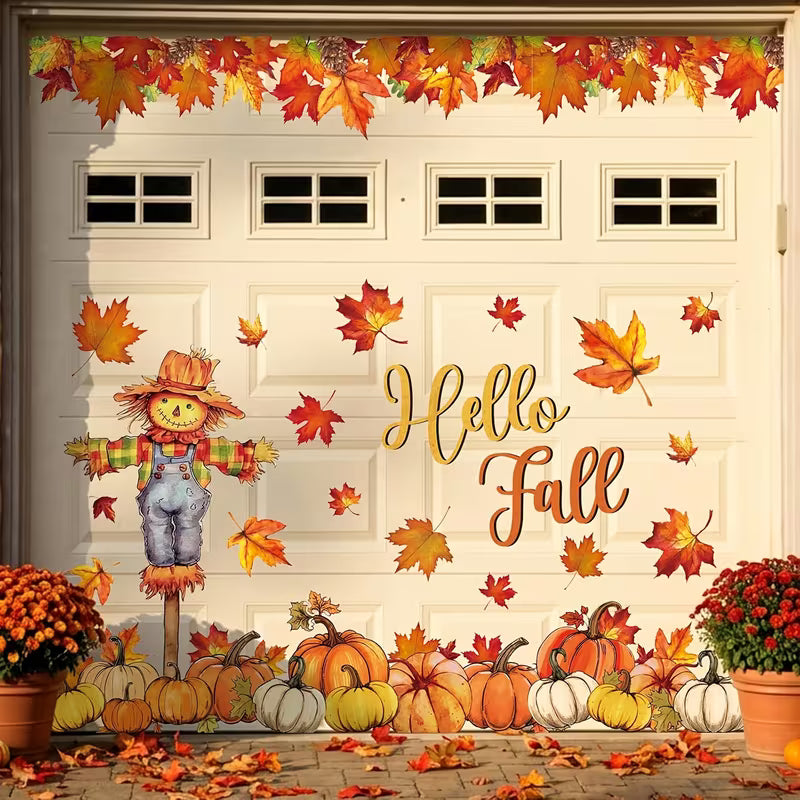 29pcs of Autumn Watercolor Scarecrow Garage Magnet Decorations. Autumn Garage Door Element