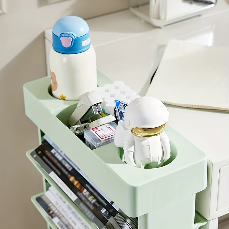 Five Levels Movable Bookshelf Shelf, Desk Side Bookshelf Set