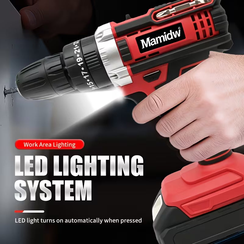 Mamidw Cordless Electric Drill, Durable Structure, Compact Design, Sturdy Construction