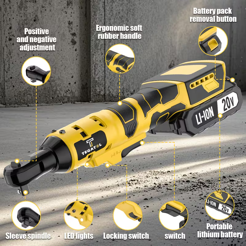 Multifunctional Cordless Electric Ratchet Wrench Set with Lithium Battery, Variable Speed