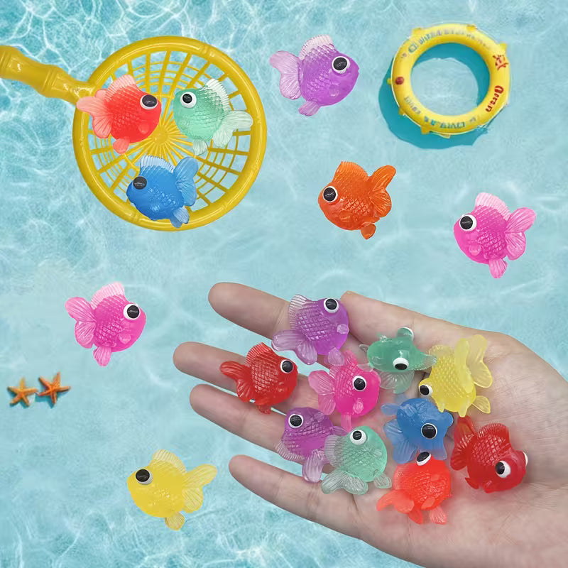 7/14-Piece Big-eyed Goldfish +1 Net Bag Water Toy Set