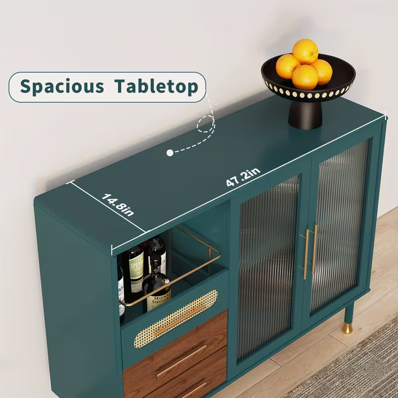 48" Coffee Bar Cabinet with Wine Racks And Drawers