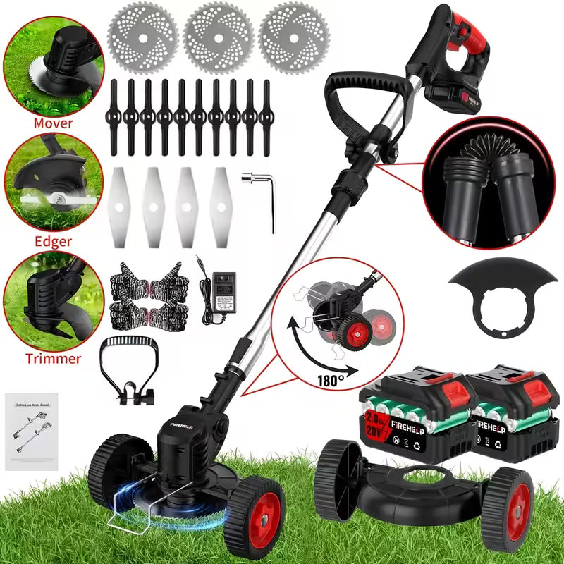Portable Cordless Electric Lawnmower for Home Use, Garden Weeder/Cordless Trimmer