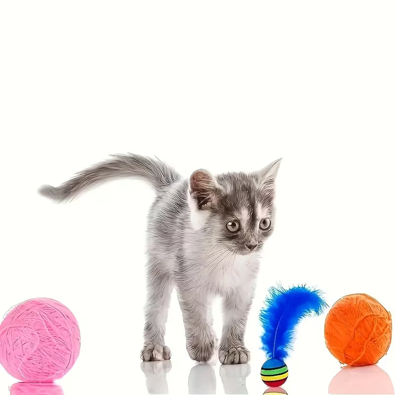 3/5/10-Piece Random Color Chewable Interactive Cat Toy Balls