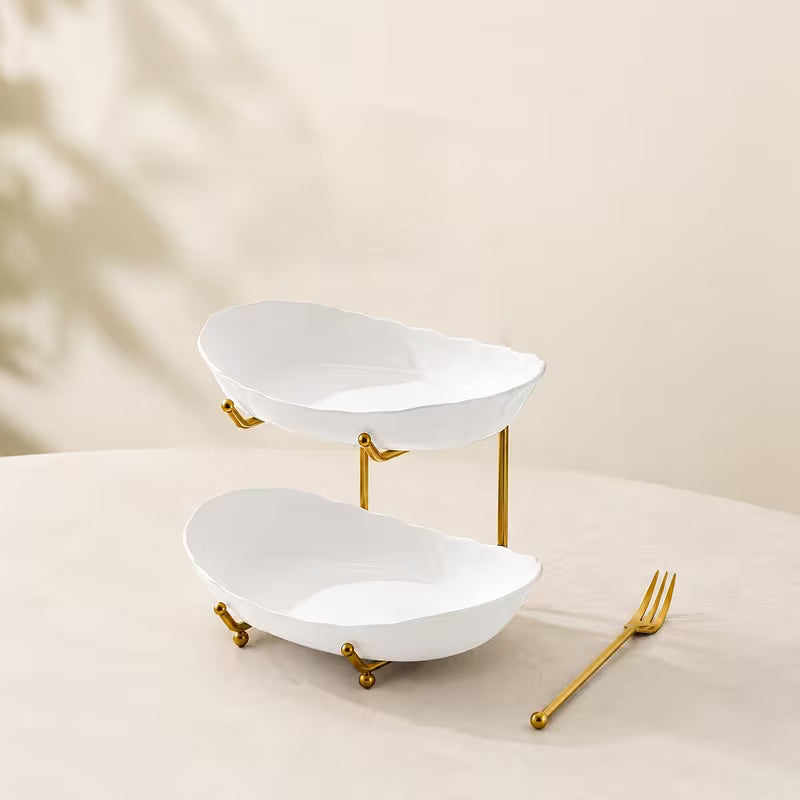 2/3-Tier Metal Fruit Basket Stand with Large Capacity Organizer for Fruit, Vegetables, Bread