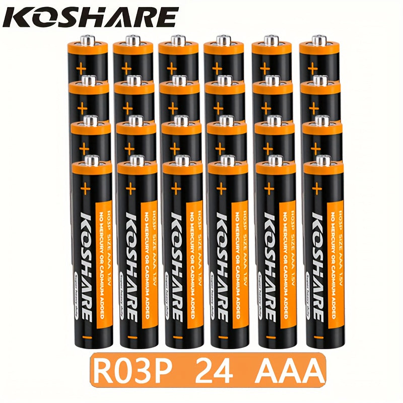 KOSHARE 16/24/32pcs AAA Disposable Carbon Batteries, Quality Guaranteed, Low Self-Discharge Set