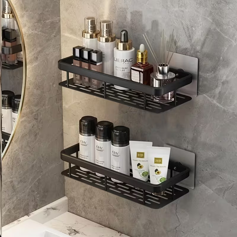 Large Capacity Wall-Mounted Shower Caddy, No Drill Installation, Space-Saving Floating Shelf