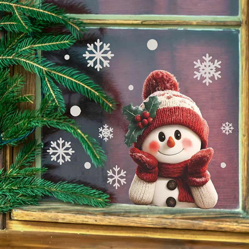 2D Flat, Large Smiling Snowman, Glass