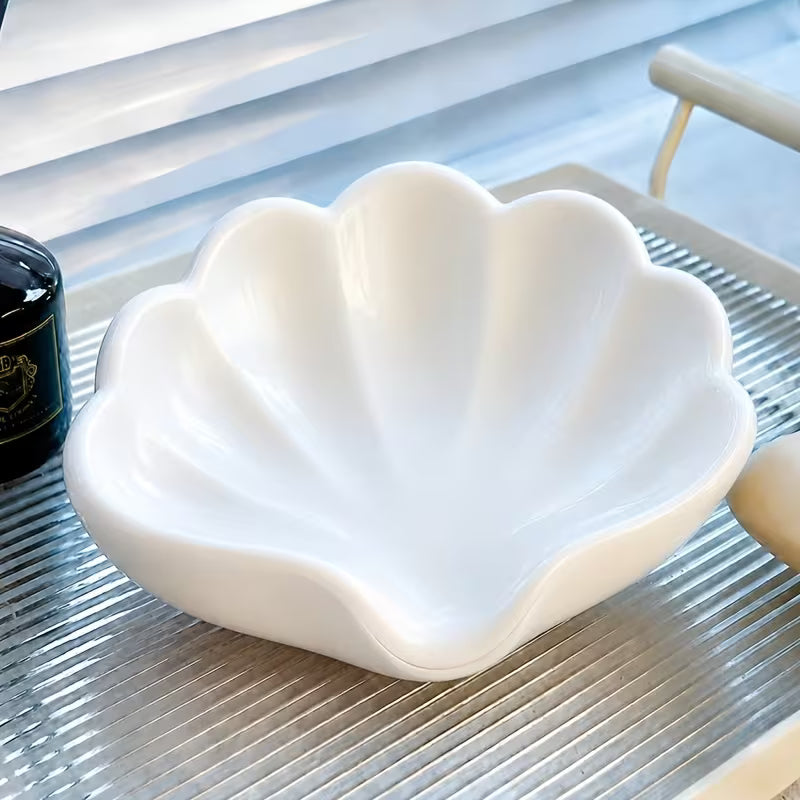 Set of 2 Nordic Style Seashell Soap Trays, Bathroom Soap Storage Box, Multifunctional Cosmetic