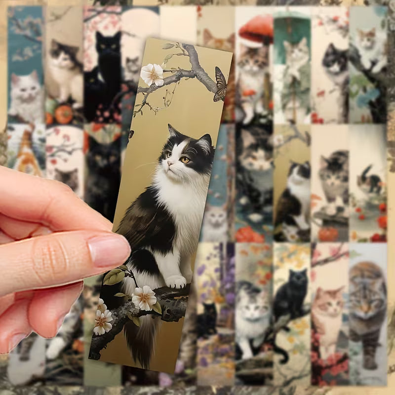 Cute Cartoon Cat Bookmarks - Artistic Graffiti Style, Practical Set