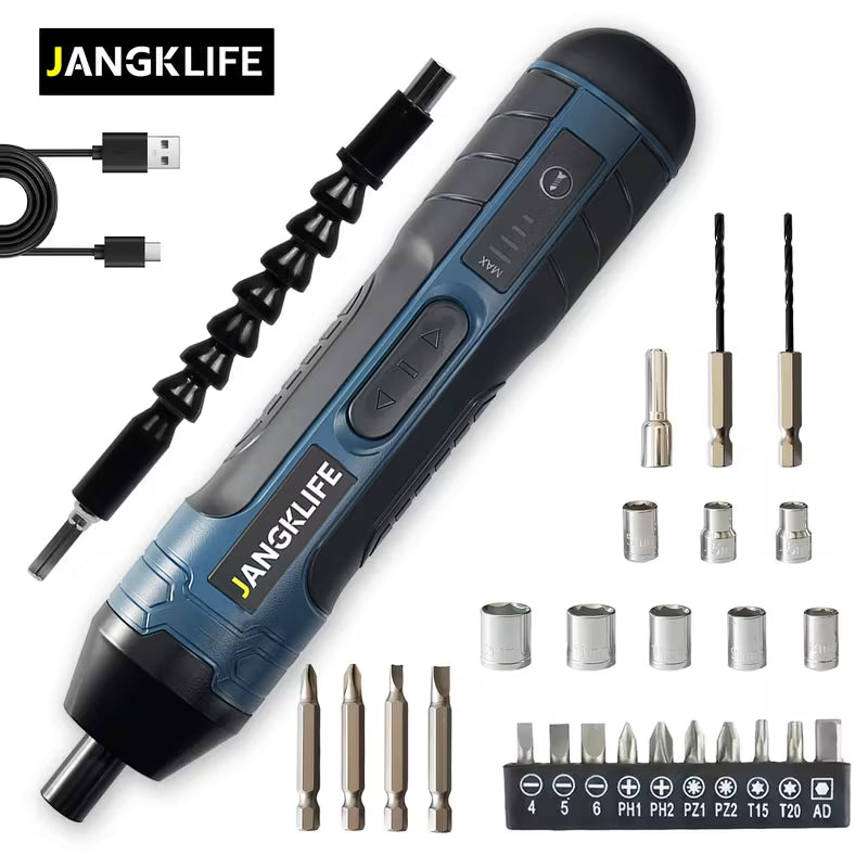 1 Set Cordless Screwdriver with Front LED - Electric Rechargeable Screw & Bit Set