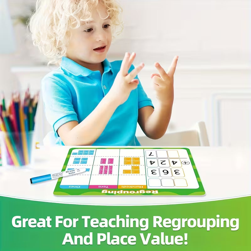 10-Piece Place Value Chart Dry Erase Flash Cards • Addition