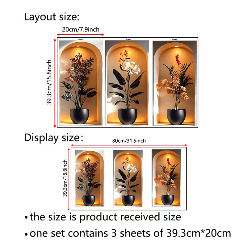 Green 1 Set of 3pcs 2D Flat Simulation, Green