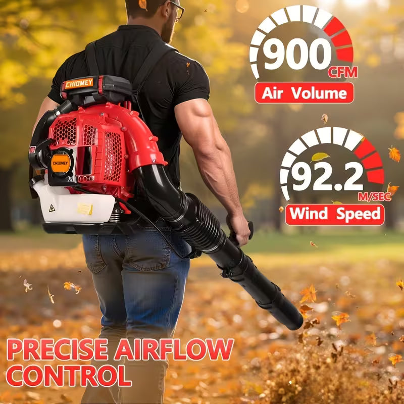 80cc 900 CFM High-speed Airflow Lawn Blower, Air-cooled Gasoline Backpack-style Lawn Blower