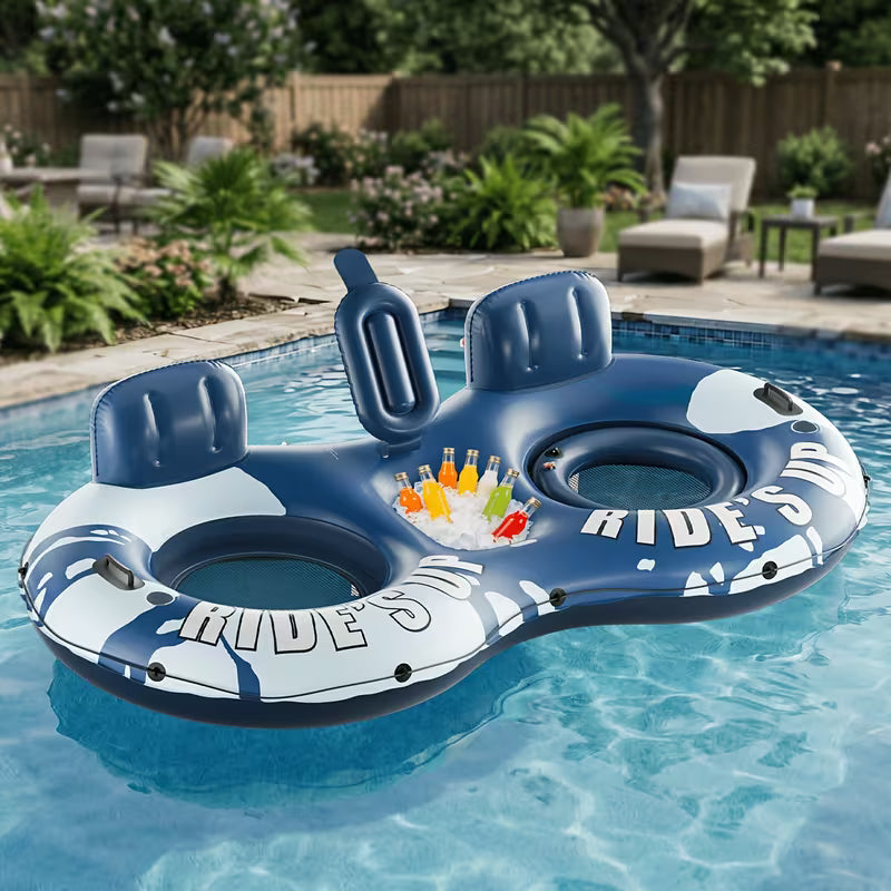 93-Inch Dual Person Water Float Tube 660lb Load Bearing Heavy Duty