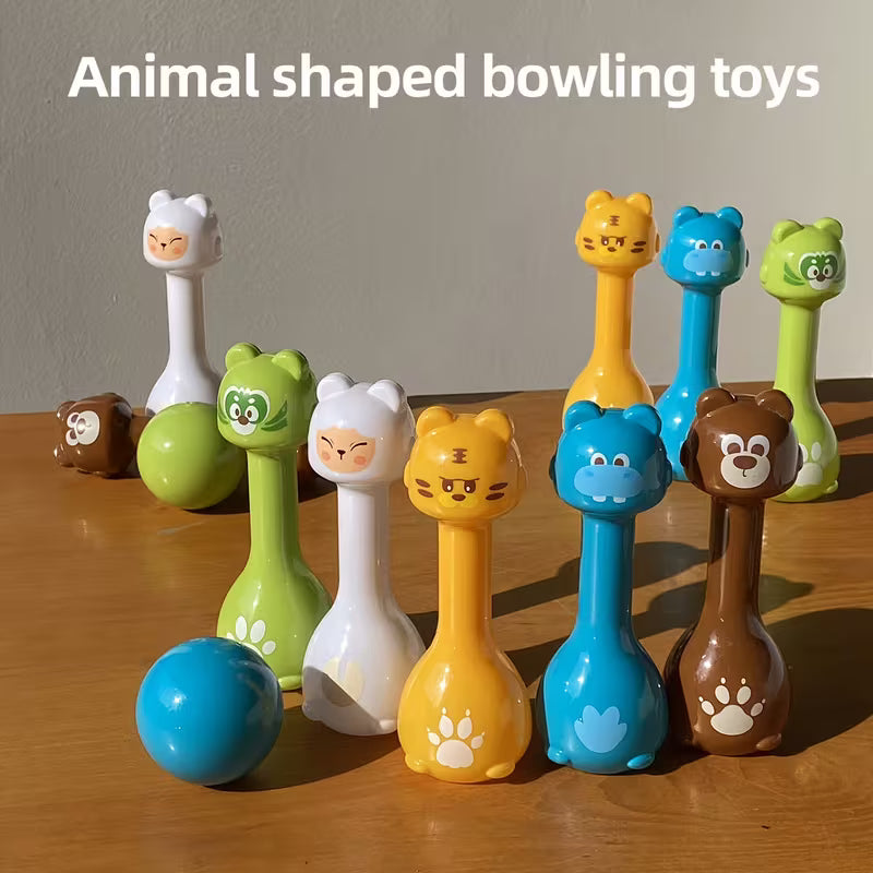 10 Bottles 2 Balls Novelty Bowling Toy Set Animal Shape Halloween