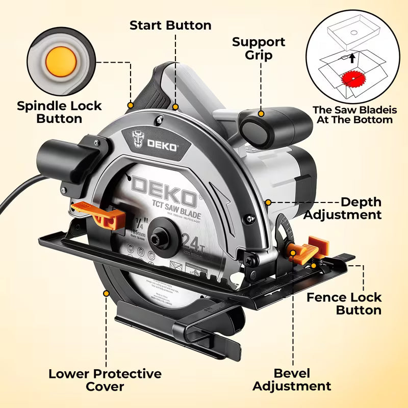 DEKO 7-1/4" Circular Saw Corded