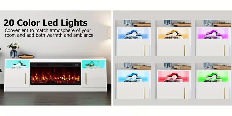 70" Fireplace Tv Stand with 36 Inch Fireplace Up to 80" Tvs