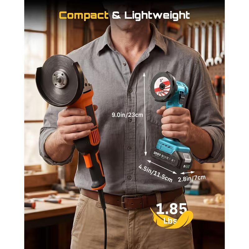 SEESII 3-inch Brushless Mini Angle Grinder Set, 210W 19000RPM Electric Grinder