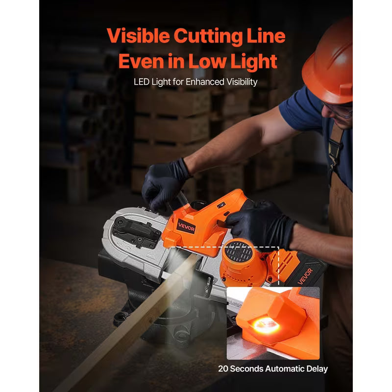 VEVOR 20V 2.56 in/5 in Deep Cut Variable Speed Brushless Portable Cordless Band Saw Kit
