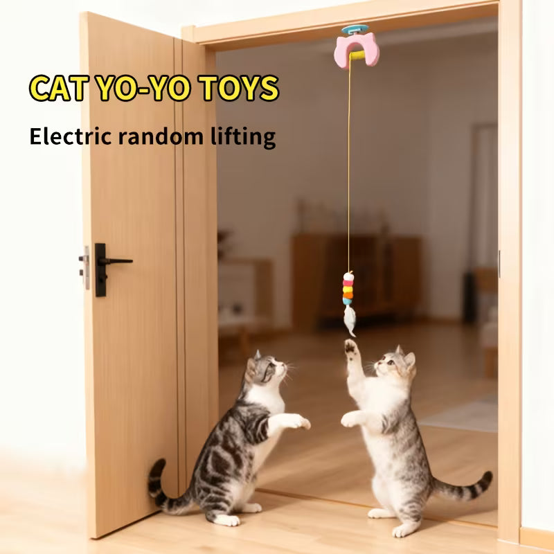 Elastic Stretch Feather Cat Chase Ball Toy |, Polyester, White