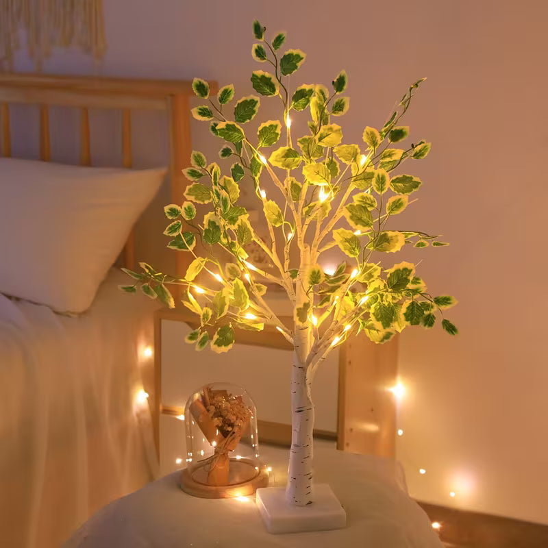 1pc Modern Birch Tree Table Lamp with USB/Adjustable Branches & Leaf Suitable for Christmas