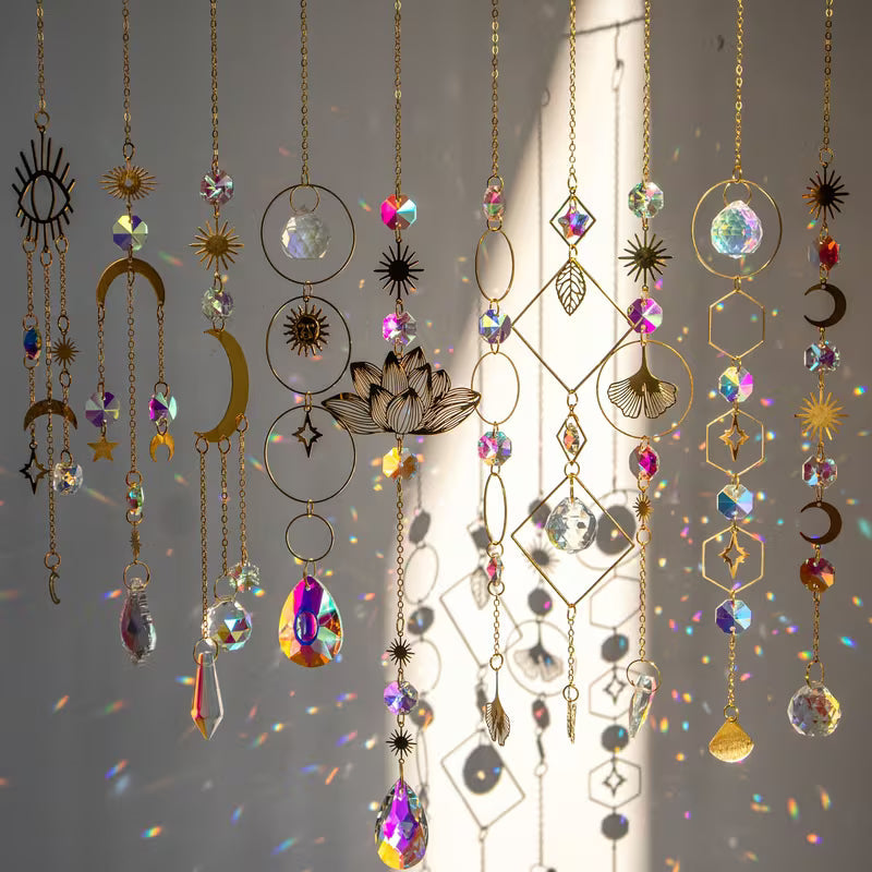Sun Catchers - 10pcs Crystal Suncatcher Prism - Rainbow Maker Hanging Kit with Chain