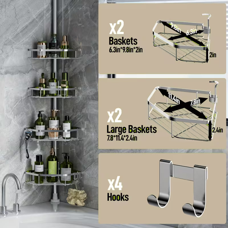 Corner Shower Caddy Tension Pole, Shower Caddies