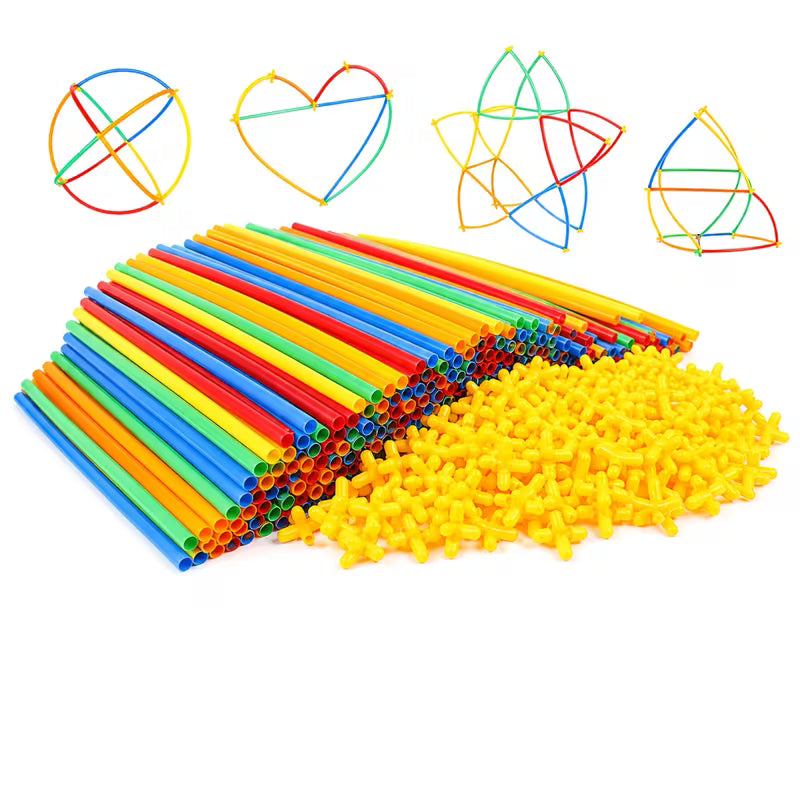 60-Piece Children's Soft Straw Water Pipe Interlocking Building Blocks