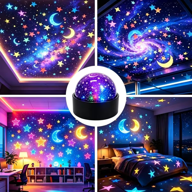 Colors Star Moon Projector Lamp, USB Powered LED, White