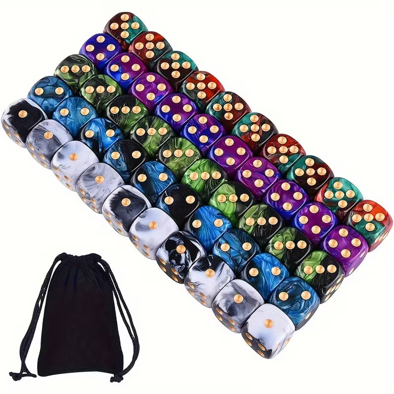 50-Piece 6 Sided Game Dice Set 5 Two Tone Colors Dice