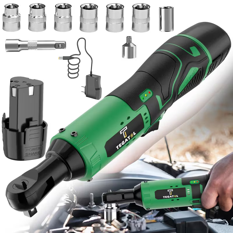 Multifunctional Cordless Electric Ratchet Wrench Set with Lithium Battery, Variable Speed