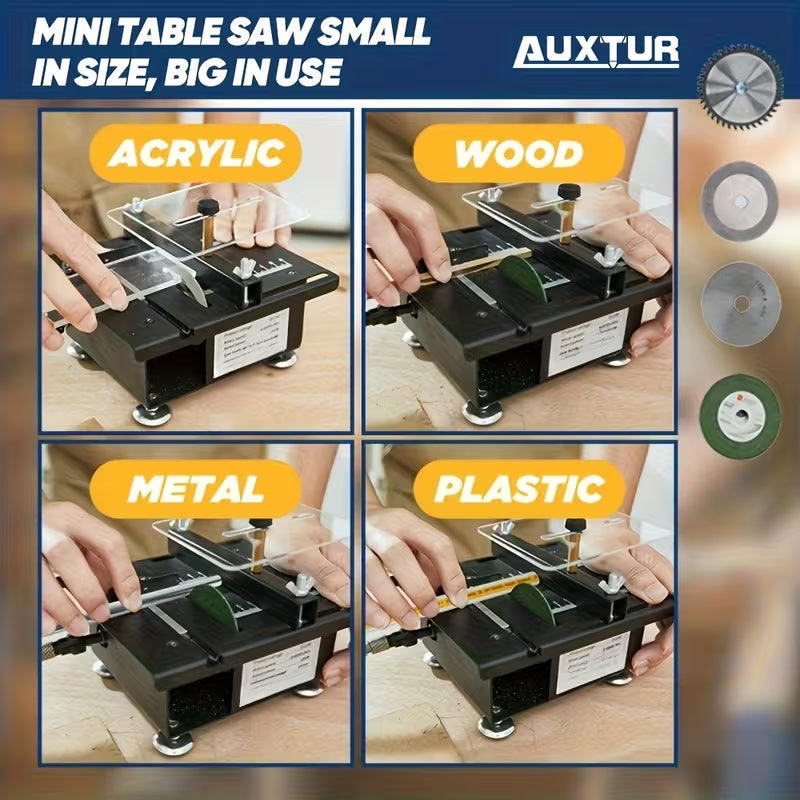 AUXTUR Mini Table Saw, Multifunctional Portable Adjustable, Cutting, Wood