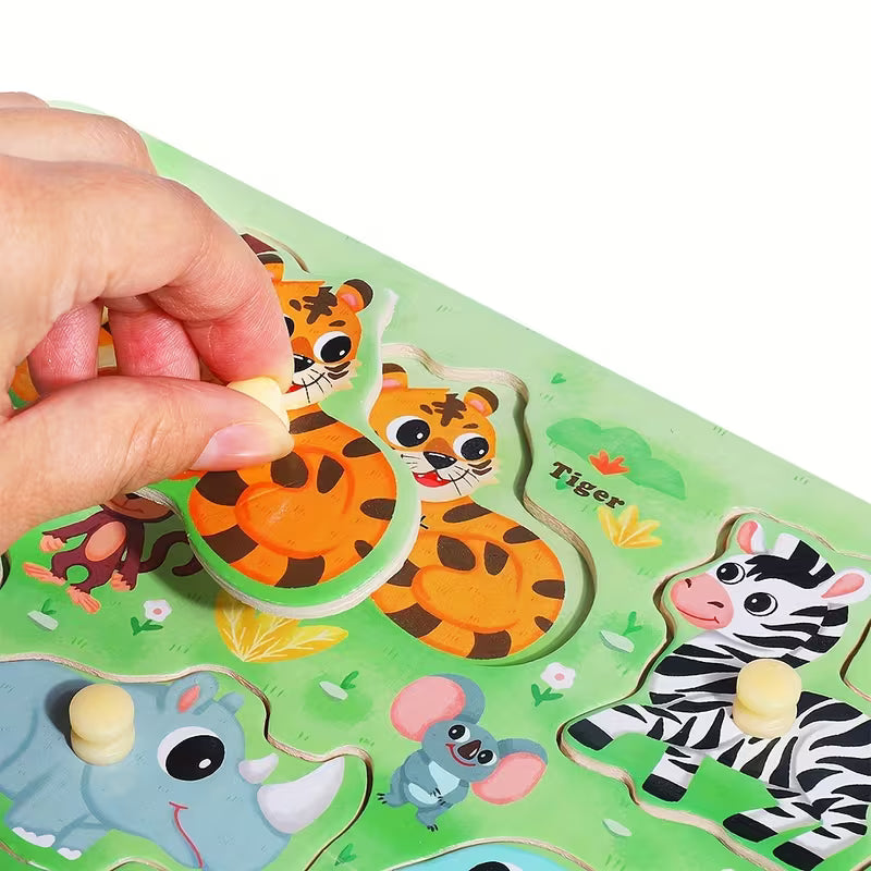 6-Piece Wooden Peg Puzzle Set