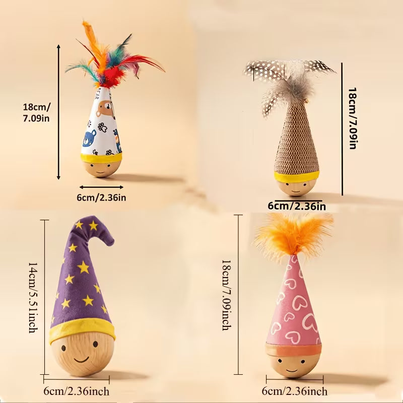 Swing Cat Toy W/ Bright Feathers (Or No Feathers) Wobble, Random Color