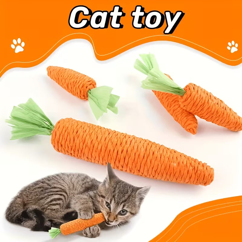 2&4pcs Carrot Cat Toys • Durable Sisal Rope & Interactive Set