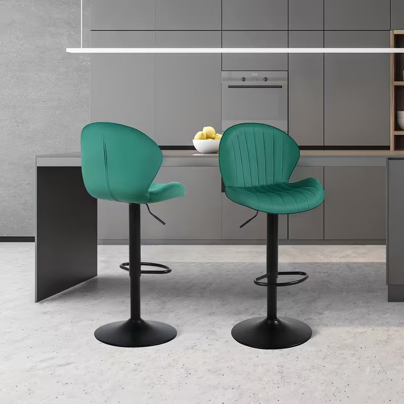 Classic Bar Stools (2/3pcs), Velvet Height Adjustable Swivel Barstools with Back And Footrest