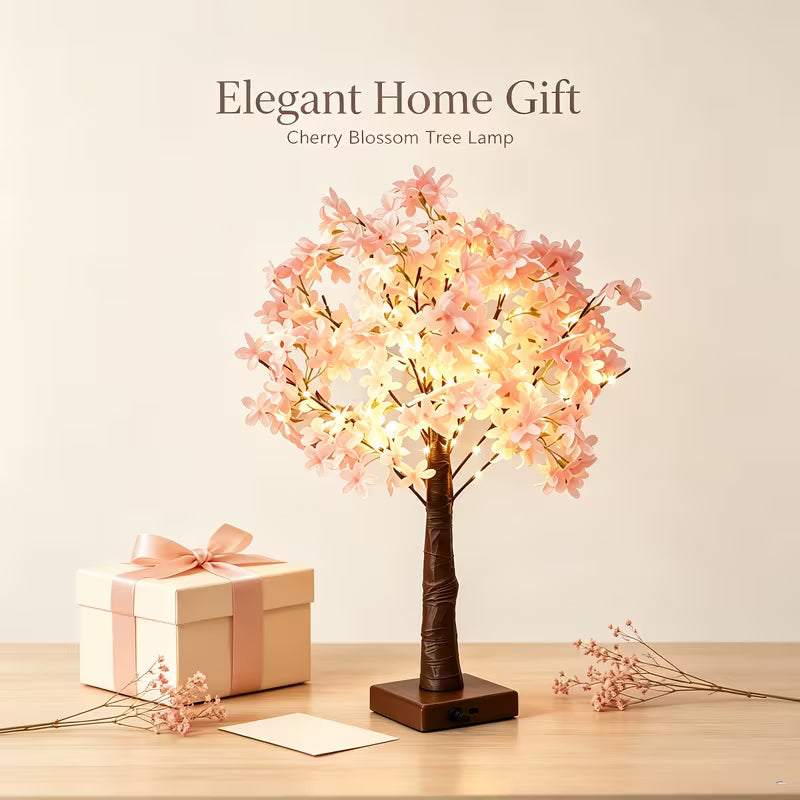 Pink Cherry Dreamy Money Pink Cherry Tree Lamp' 17.72inch Tall Exquisite Small Tree Shaped Light