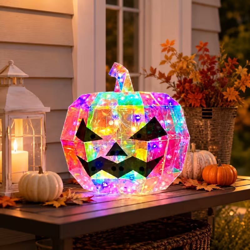 Glowing Pumpkin Lanterns with Fairy Lights - USB & Battery-Powered, Freestanding Halloween