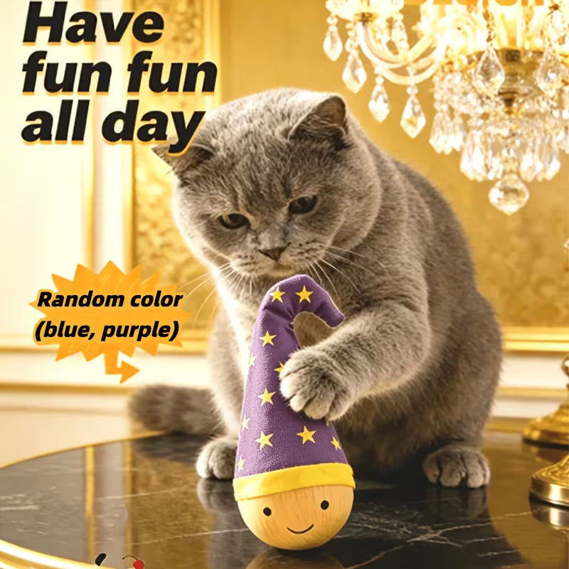 Cat Tumbler Teaser Toy, Cartoon Printed, Wooden, Random Color