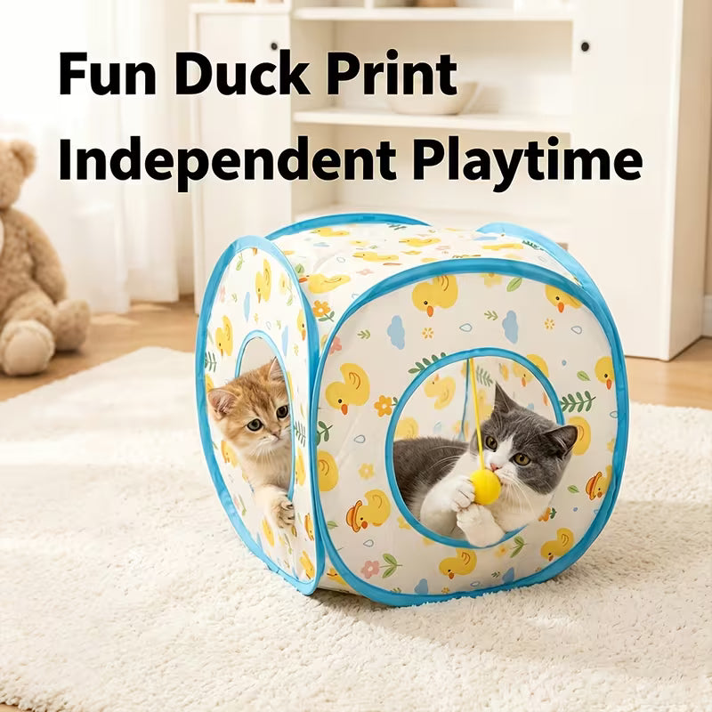 Cat Tunnel Interactive Hideaway Collapsible Pop-up Play Tent